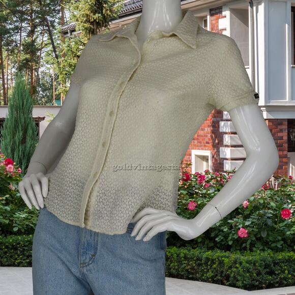 Vintage Guess Lace Mesh Textured Sheer USA Made Top - Picture 11 of 11